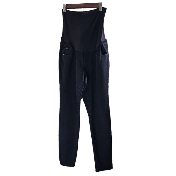 LED Luxe Essential Denim Maternity Skinny Ankle Jeans Women's Size 31 Black - Picture 2 of 5